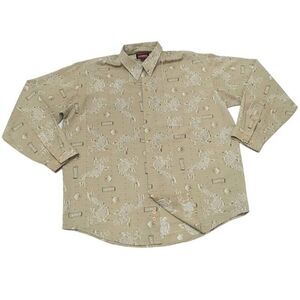 Avirex Long Sleeve Lobster‎ All Over Print Button Up Shirt XL Green